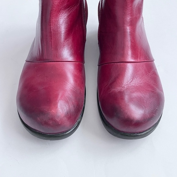 Fly London Boho Red Leather Ankle Boots Booties Size EUR 41 US 10-10.5 - Picture 7 of 10